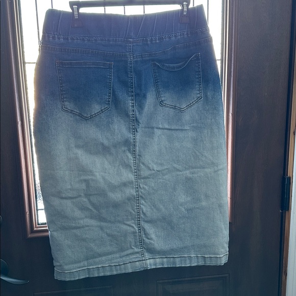 Blue Ombre Denim Skirt - Picture 2 of 4